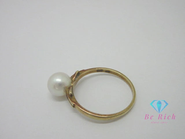 ミキモト MIKIMOTO K14 YG 真珠 パール 7mm 珠 付 デザイン リング 指輪 12号 イエローゴールド ジュエリー アクセサリー ファッション 小物 婦人 レディース 【中古】【送料無料】 ba3345