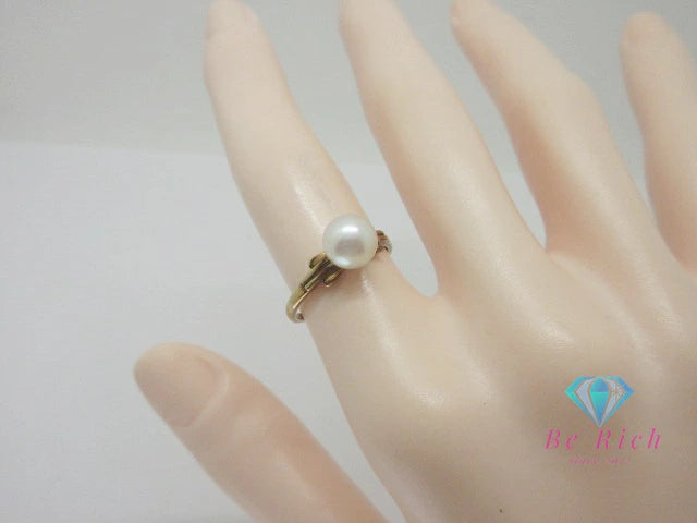 ミキモト MIKIMOTO K14 YG 真珠 パール 7mm 珠 付 デザイン リング 指輪 12号 イエローゴールド ジュエリー アクセサリー ファッション 小物 婦人 レディース 【中古】【送料無料】 ba3345