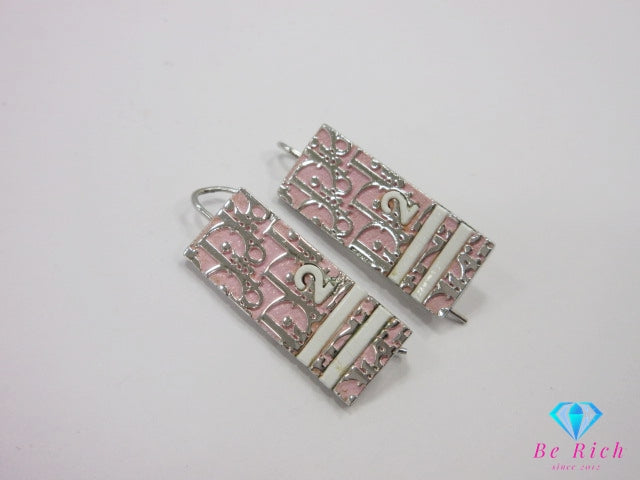 クリスチャン ディオール Christian Dior トロッター フック ピアス シルバー メッキ ピンク ホワイト ジュエリー アクセサリー 【中古】【送料無料】ba3346