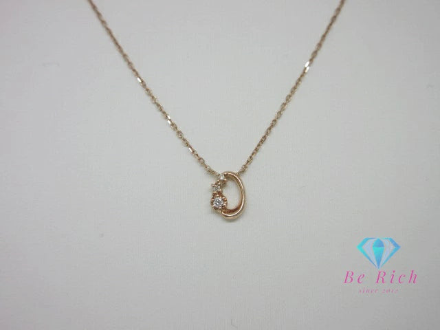 4℃ ヨンドシー K10 PG ダイヤモンド 付 デザイン ネックレス ペンダント ピンク ゴールド 宝石 ジュエリー アクセサリー 【中古】【送料無料】 ba3351
