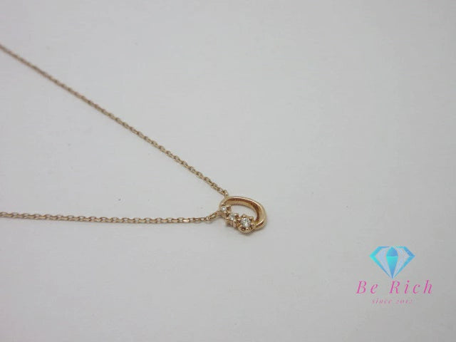 4℃ ヨンドシー K10 PG ダイヤモンド 付 デザイン ネックレス ペンダント ピンク ゴールド 宝石 ジュエリー アクセサリー 【中古】【送料無料】 ba3351