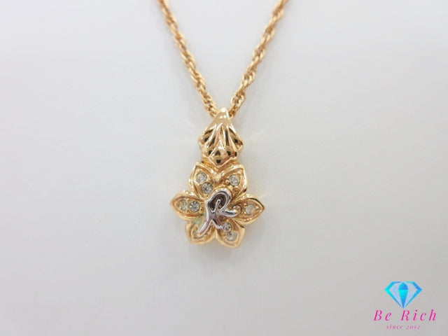 ニナリッチ NINA RICCI ラインストーン 付 花 フラワー モチーフ NR ロゴ ネックレス ペンダント メッキ シルバー ゴールド ジュエリー アクセサリー 【中古】【送料無料】 ba3357