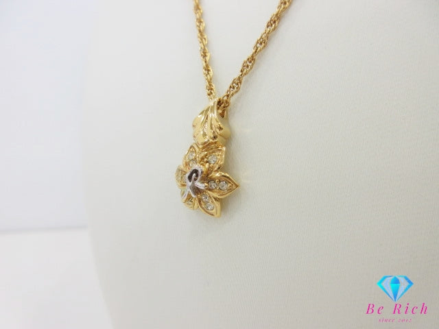 ニナリッチ NINA RICCI ラインストーン 付 花 フラワー モチーフ NR ロゴ ネックレス ペンダント メッキ シルバー ゴールド ジュエリー アクセサリー 【中古】【送料無料】 ba3357