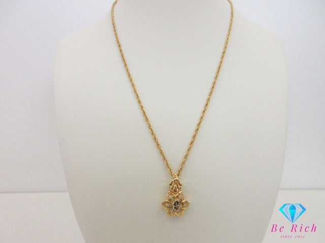 ニナリッチ NINA RICCI ラインストーン 付 花 フラワー モチーフ NR ロゴ ネックレス ペンダント メッキ シルバー ゴールド ジュエリー アクセサリー 【中古】【送料無料】 ba3357