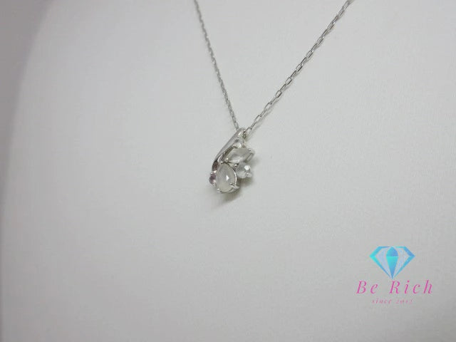 4℃ ヨンドシー K10 WG クリア ストーン 付 ネックレス ペンダント ホワイトゴールド 宝石 ジュエリー アクセサリー 【中古】【送料無料】 ba3367