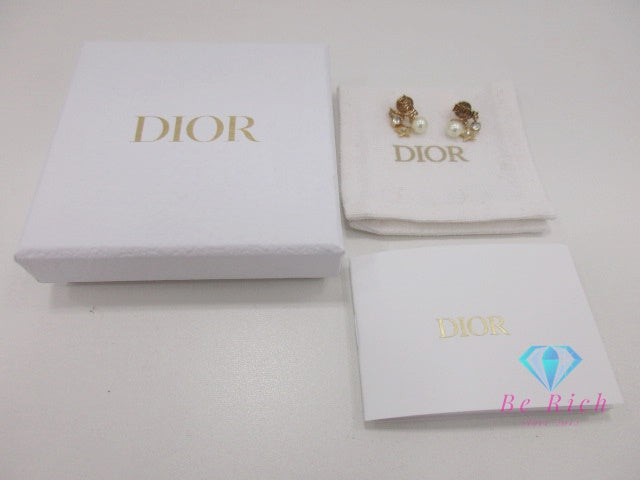 クリスチャン ディオール Christian Dior ディオ レボリューション フェイクパール ラインストーン 付 スタッド ピアス ゴールド ジュエリー アクセサリー 【中古】【送料無料】ba3390