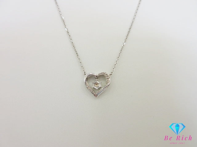 4℃ ヨンドシー ジルコニア 付 ハート モチーフ デザイン ネックレス ペンダント シルバー SILVER ジュエリー アクセサリー  【中古】【送料無料】 ba3409