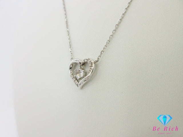 4℃ ヨンドシー ジルコニア 付 ハート モチーフ デザイン ネックレス ペンダント シルバー SILVER ジュエリー アクセサリー  【中古】【送料無料】 ba3409