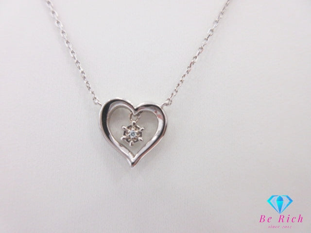4℃ ヨンドシー ジルコニア 付 ハート モチーフ デザイン ネックレス ペンダント シルバー SILVER ジュエリー アクセサリー  【中古】【送料無料】 ba3409