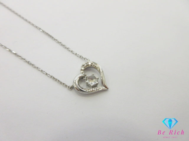 4℃ ヨンドシー ジルコニア 付 ハート モチーフ デザイン ネックレス ペンダント シルバー SILVER ジュエリー アクセサリー  【中古】【送料無料】 ba3409
