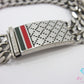 グッチ GUCCI ディアマンテ ウェブ ストライプ 3連 喜平 チェーン ブレスレット Ag 925 シルバー バングル プレート ロゴ ジュエリー アクセサリー  【中古】【送料無料】 ba3454