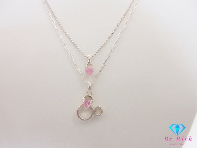 4℃ × Disney SEA ディズニー ヨンドシー 925 ジルコニア 付 2連 デザイン ネックレス ペンダント シルバー SILVER ジュエリー アクセサリー ミッキー 【中古】【送料無料】 ba3489