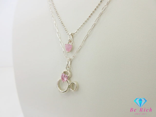 4℃ × Disney SEA ディズニー ヨンドシー 925 ジルコニア 付 2連 デザイン ネックレス ペンダント シルバー SILVER ジュエリー アクセサリー ミッキー 【中古】【送料無料】 ba3489