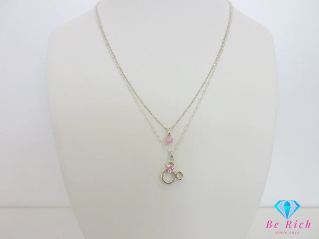 4℃ × Disney SEA ディズニー ヨンドシー 925 ジルコニア 付 2連 デザイン ネックレス ペンダント シルバー SILVER ジュエリー アクセサリー ミッキー 【中古】【送料無料】 ba3489