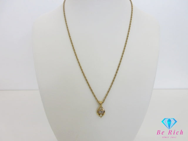 ニナリッチ NINA RICCI ラインストーン 付 NR ロゴ ネックレス ペンダント メッキ シルバー ゴールド ジュエリー アクセサリー 【中古】【送料無料】 ba3514