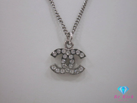 シャネル CHANEL ラインストーン ココマーク ネックレス ペンダント GP シルバー CC ロゴ ジュエリー アクセサリー 【中古】【送料無料】 ba3518