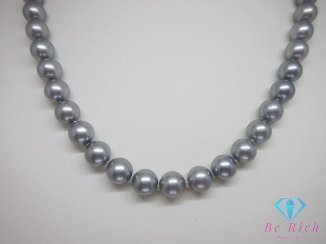 田崎真珠 TASAKI パール 真珠 7.5mm 珠 ネックレス イヤリング セット グレー シルバー SILVER K14 WG 585 ホワイトゴールド 宝石 ジュエリー アクセサリー パーティ フォーマル 【中古】【送料無料】ba3539