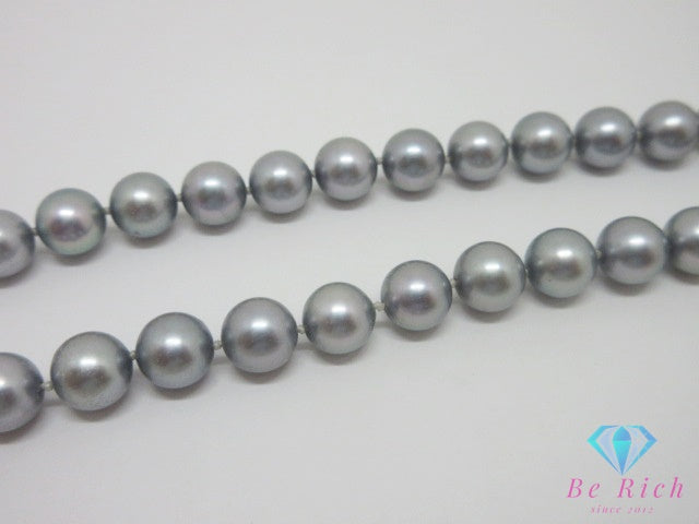 田崎真珠 TASAKI パール 真珠 7.5mm 珠 ネックレス イヤリング セット グレー シルバー SILVER K14 WG 585 ホワイトゴールド 宝石 ジュエリー アクセサリー パーティ フォーマル 【中古】【送料無料】ba3539