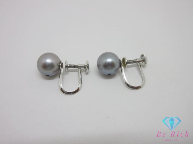 田崎真珠 TASAKI パール 真珠 7.5mm 珠 ネックレス イヤリング セット グレー シルバー SILVER K14 WG 585 ホワイトゴールド 宝石 ジュエリー アクセサリー パーティ フォーマル 【中古】【送料無料】ba3539