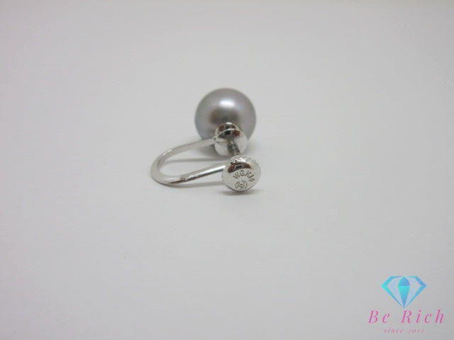 田崎真珠 TASAKI パール 真珠 7.5mm 珠 ネックレス イヤリング セット グレー シルバー SILVER K14 WG 585 ホワイトゴールド 宝石 ジュエリー アクセサリー パーティ フォーマル 【中古】【送料無料】ba3539