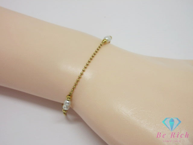 ミキモト MIKIMOTO K18 YG ベビーパール 真珠 3mm 珠 付 ブレスレット 18金 750 イエロー ゴールド ジュエリー アクセサリー ファッション 小物 婦人 レディース 【中古】【送料無料】 ba3542