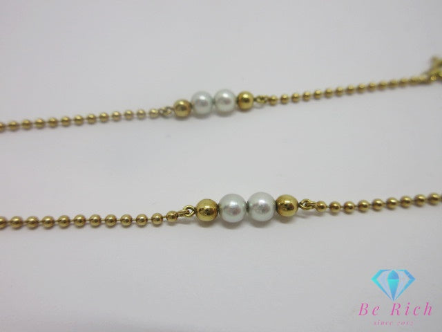 ミキモト MIKIMOTO K18 YG ベビーパール 真珠 3mm 珠 付 ブレスレット 18金 750 イエロー ゴールド ジュエリー アクセサリー ファッション 小物 婦人 レディース 【中古】【送料無料】 ba3542