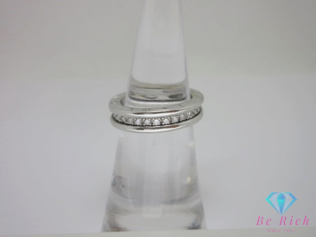 ブルガリ BVLGARI B-zero1 1バンド リング 指輪 フルダイヤ #49 9号 750 WG K18 18金 ダイヤモンド ホワイト ゴールド ロゴ ジュエリー アクセサリー ビー ゼロワン 【中古】【送料無料】 ba3551