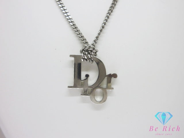 クリスチャン ディオール Christian Dior オブリーク ネックレス ペンダント ロゴ モチーフ シルバー 真鍮 クリスタル ジュエリー アクセサリー 【中古】【送料無料】 ba3556