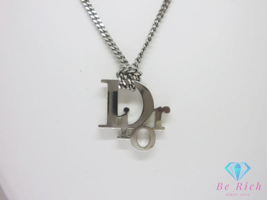 クリスチャン ディオール Christian Dior オブリーク ネックレス ペンダント ロゴ モチーフ シルバー 真鍮 クリスタル ジュエリー アクセサリー 【中古】【送料無料】 ba3556