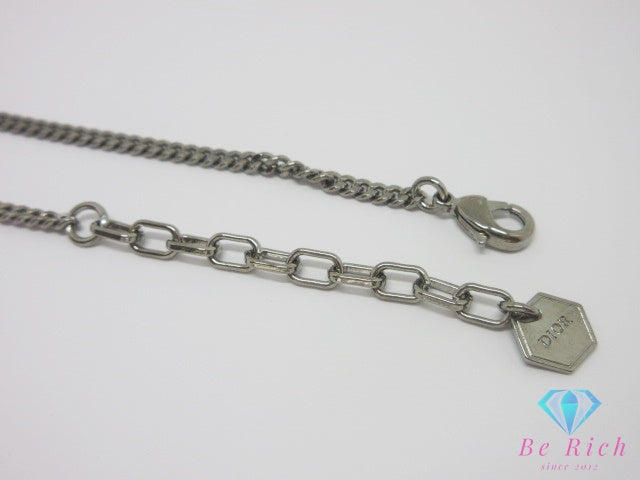 クリスチャン ディオール Christian Dior オブリーク ネックレス ペンダント ロゴ モチーフ シルバー 真鍮 クリスタル ジュエリー アクセサリー 【中古】【送料無料】 ba3556