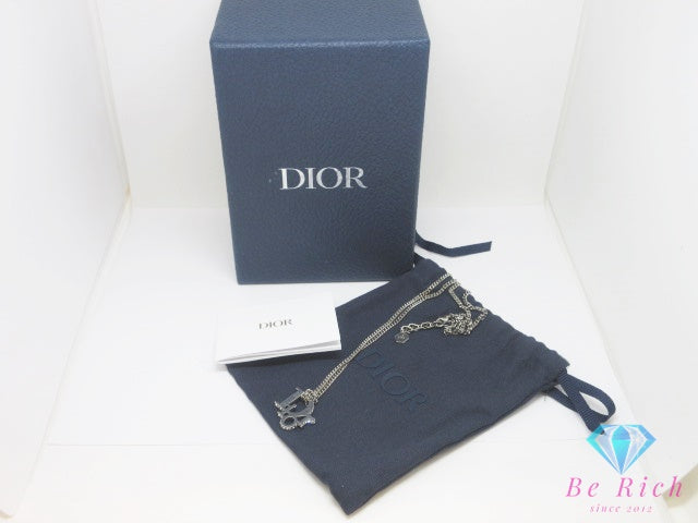 クリスチャン ディオール Christian Dior オブリーク ネックレス ペンダント ロゴ モチーフ シルバー 真鍮 クリスタル ジュエリー アクセサリー 【中古】【送料無料】 ba3556