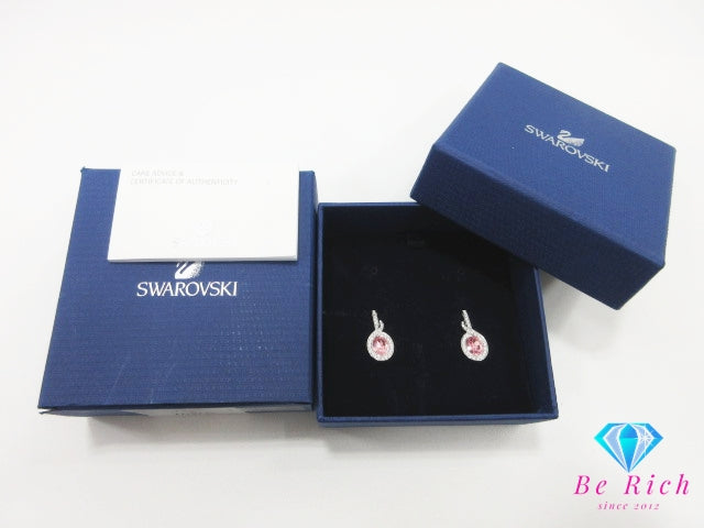 スワロフスキー SWAROVSKI タイラ 雫 ドロップ モチーフ スタッド ピアス シルバー クリア ピンク クリスタル ロジウムメッキ  ジュエリー アクセサリー【中古】【送料無料】 ba3563