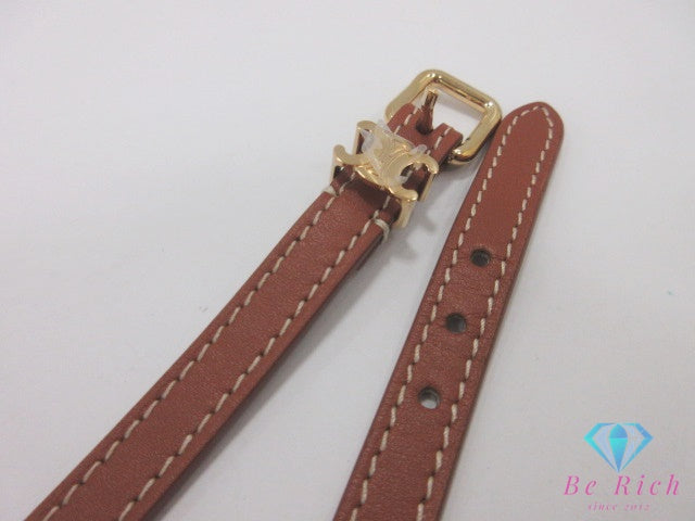 セリーヌ CELINE トリオンフ ダブルブレスレット 460SF3BCF ゴールド タン ブラウン 茶 メッキ ロゴ バングル ジュエリー アクセサリー 【中古】【送料無料】 ba3607