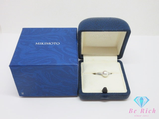 ミキモト MIKIMOTO pt950 プラチナ 7mm 珠 パール 真珠 ダイヤモンド 付 デザイン リング 指輪 12号 シルバー ジュエリー アクセサリー ファッション 小物 婦人 レディース 【中古】【送料無料】 ba3613