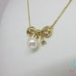 ミキモト MIKIMOTO K18 YG パール 7.5 mm 珠 付 リボン モチーフ ネックレス ペンダント 750 18金 イエローゴールド 宝石 ジュエリー アクセサリー   【中古】【送料無料】 ba3624