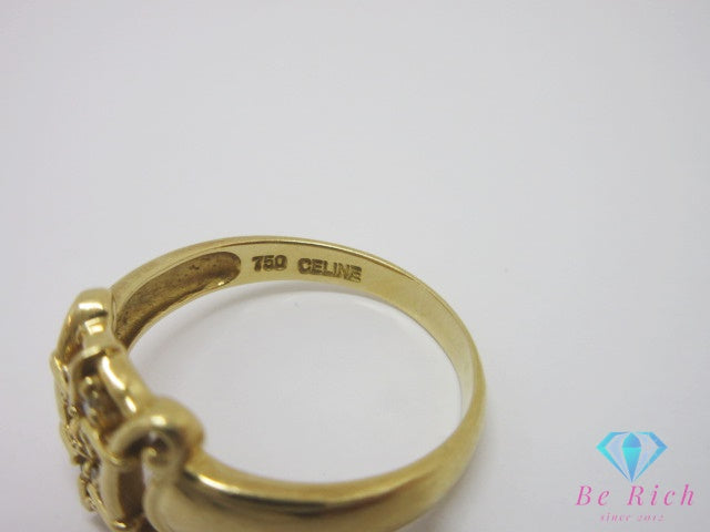 セリーヌ CELINE 750 マカダム ダイヤモンド 付 デザイン リング 指輪 18号 K18 18金 ゴールド ロゴ ジュエリー アクセサリー  【中古】【送料無料】 ba3643