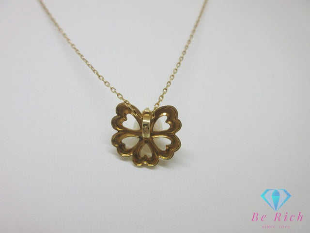 ミキモト MIKIMOTO K18 YG パール 7 mm 珠 付 四つ葉 クローバー モチーフ ネックレス ペンダント 750 18金 イエローゴールド 宝石 ジュエリー アクセサリー【中古】【送料無料】 ba3650