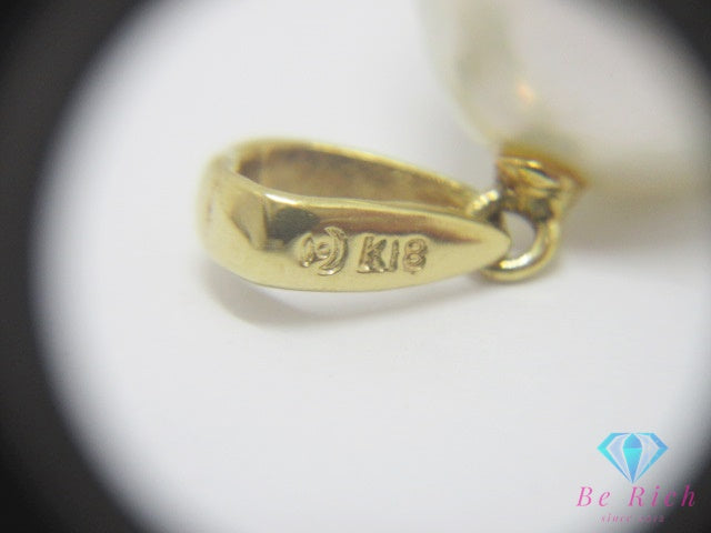 田崎真珠 TASAKI K18 YG 真珠 セミラウンド パール 11mm 珠 付 デザイン ネックレス ペンダント トップ ヘッド ジュエリー アクセサリー   【中古】【送料無料】 ba3651