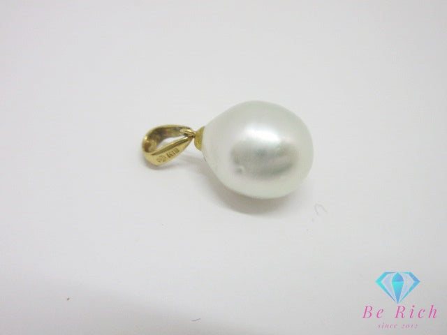 田崎真珠 TASAKI K18 YG 真珠 セミラウンド パール 11mm 珠 付 デザイン ネックレス ペンダント トップ ヘッド ジュエリー アクセサリー   【中古】【送料無料】 ba3652