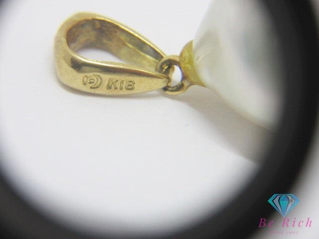 田崎真珠 TASAKI K18 YG 真珠 セミラウンド パール 11mm 珠 付 デザイン ネックレス ペンダント トップ ヘッド ジュエリー アクセサリー   【中古】【送料無料】 ba3652