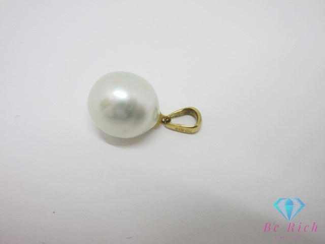 田崎真珠 TASAKI K18 YG 真珠 セミラウンド パール 11mm 珠 付 デザイン ネックレス ペンダント トップ ヘッド ジュエリー アクセサリー   【中古】【送料無料】 ba3652