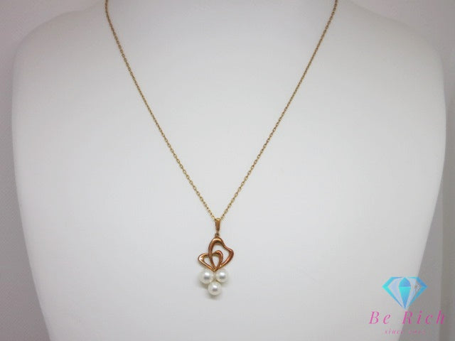 ミキモト MIKIMOTO K18 YG パール 5-5.5 mm 珠 付 ハート モチーフ ネックレス ペンダント 750 18金 イエローゴールド 宝石 ジュエリー アクセサリー   【中古】【送料無料】 ba3661