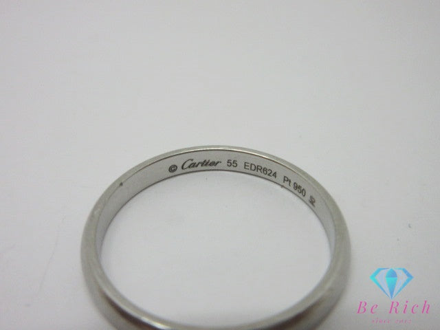 カルティエ Cartier Pt950 プラチナ マリッジ リング 指輪 #55 14号 ロゴ ジュエリー アクセサリー 【中古】【送料無料】 ba3667