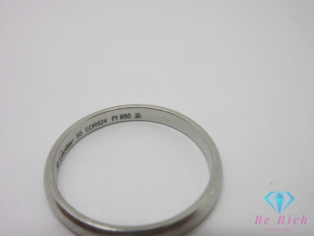カルティエ Cartier Pt950 プラチナ マリッジ リング 指輪 #55 14号 ロゴ ジュエリー アクセサリー 【中古】【送料無料】 ba3667