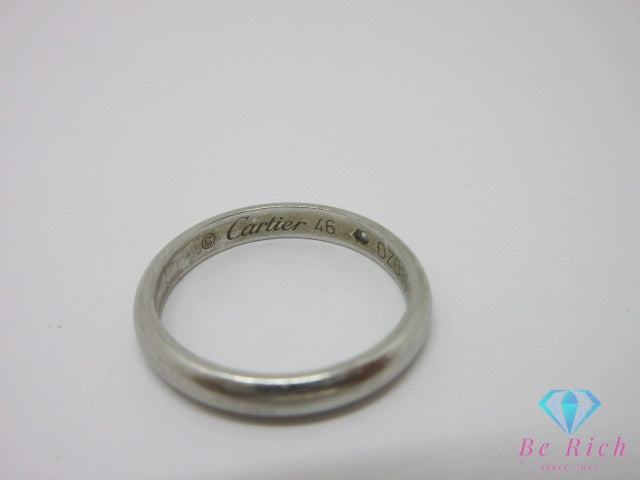 カルティエ Cartier Pt950 プラチナ ダイヤモンド 付 マリッジ リング 指輪 #46 6号 ロゴ 宝石 ジュエリー アクセサリー 【中古】【送料無料】 ba3668