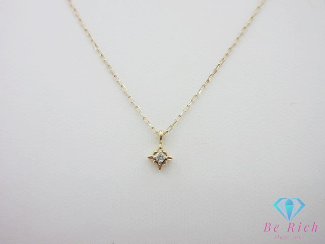 4℃ ヨンドシー K10 PG ダイヤモンド 付 デザイン ネックレス ペンダント ピンク ゴールド 宝石 ジュエリー アクセサリー 【中古】【送料無料】 ba3674