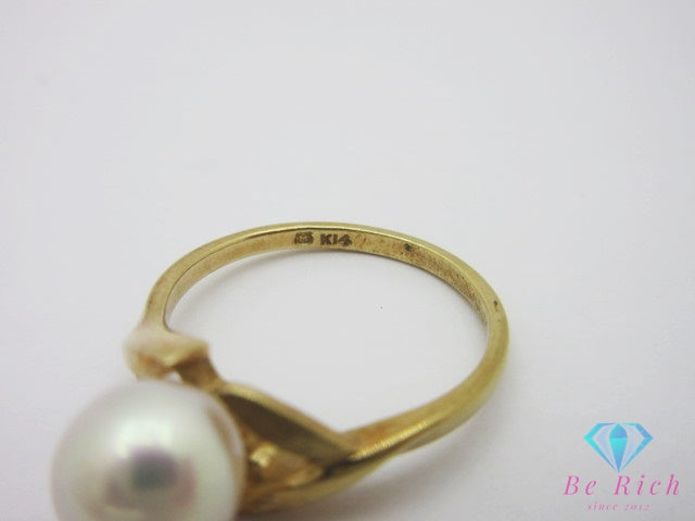 ミキモト MIKIMOTO K18 YG パール 真珠 7mm 珠 付 デザイン リング 指輪 11号 18金 750 イエロー ゴールド ジュエリー アクセサリー ファッション 小物【中古】【送料無料】 ba3692