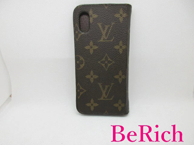 ルイ ヴィトン LOUIS VUITTON iPhone X ケース カバー モノグラム フォリオ M63443 茶 ブラウン マロン スマホ アイフォン 手帳 タイプ アクセサリー 小物 【中古】【送料無料】bc1770