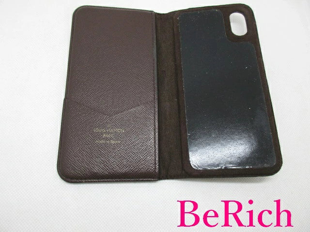 ルイ ヴィトン LOUIS VUITTON iPhone X ケース カバー モノグラム フォリオ M63443 茶 ブラウン マロン スマホ アイフォン 手帳 タイプ アクセサリー 小物 【中古】【送料無料】bc1770