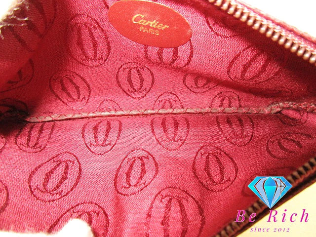 カルティエ Cartier ポーチ ボルドー レザー ロゴ 小物入れ アクセサリー 手持ち 【中古】【送料無料】 bc1848